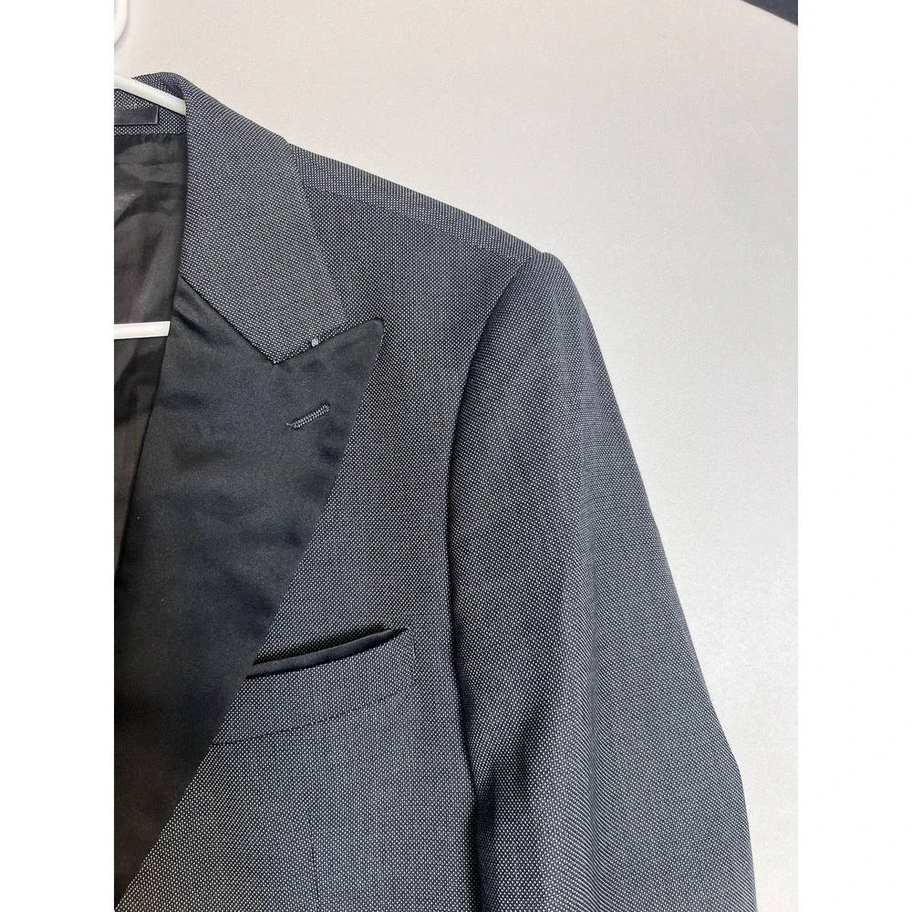 Bagozza Milano Black Label Gray Wool Blend Satin Label Tuxedo Jacket 50